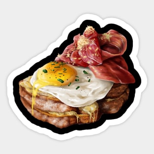 Delicious Breakfast toast with egg and bacon Sticker